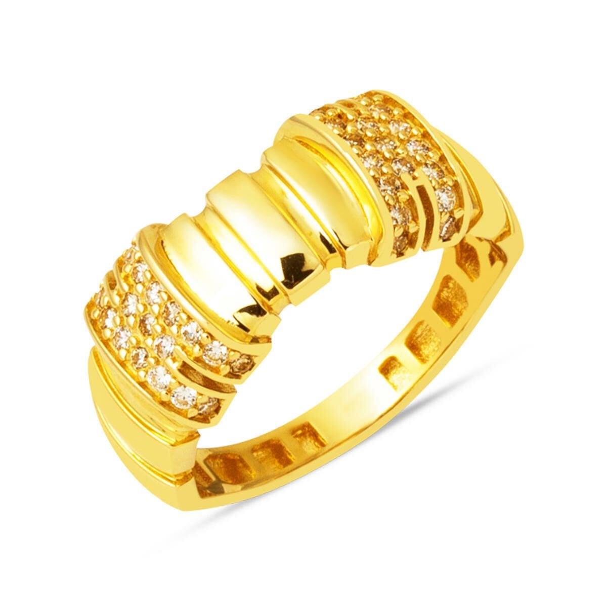 14K Yellow Gold Women's Cubic Zirconia Ring (3.74 g)