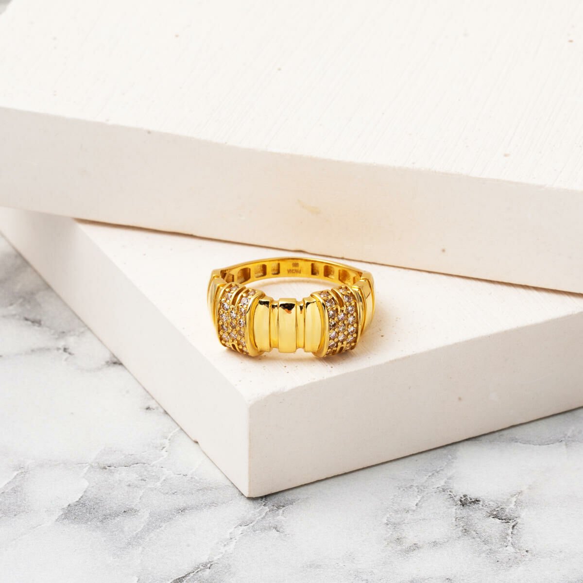14K Yellow Gold Women's Cubic Zirconia Ring (3.74 g)