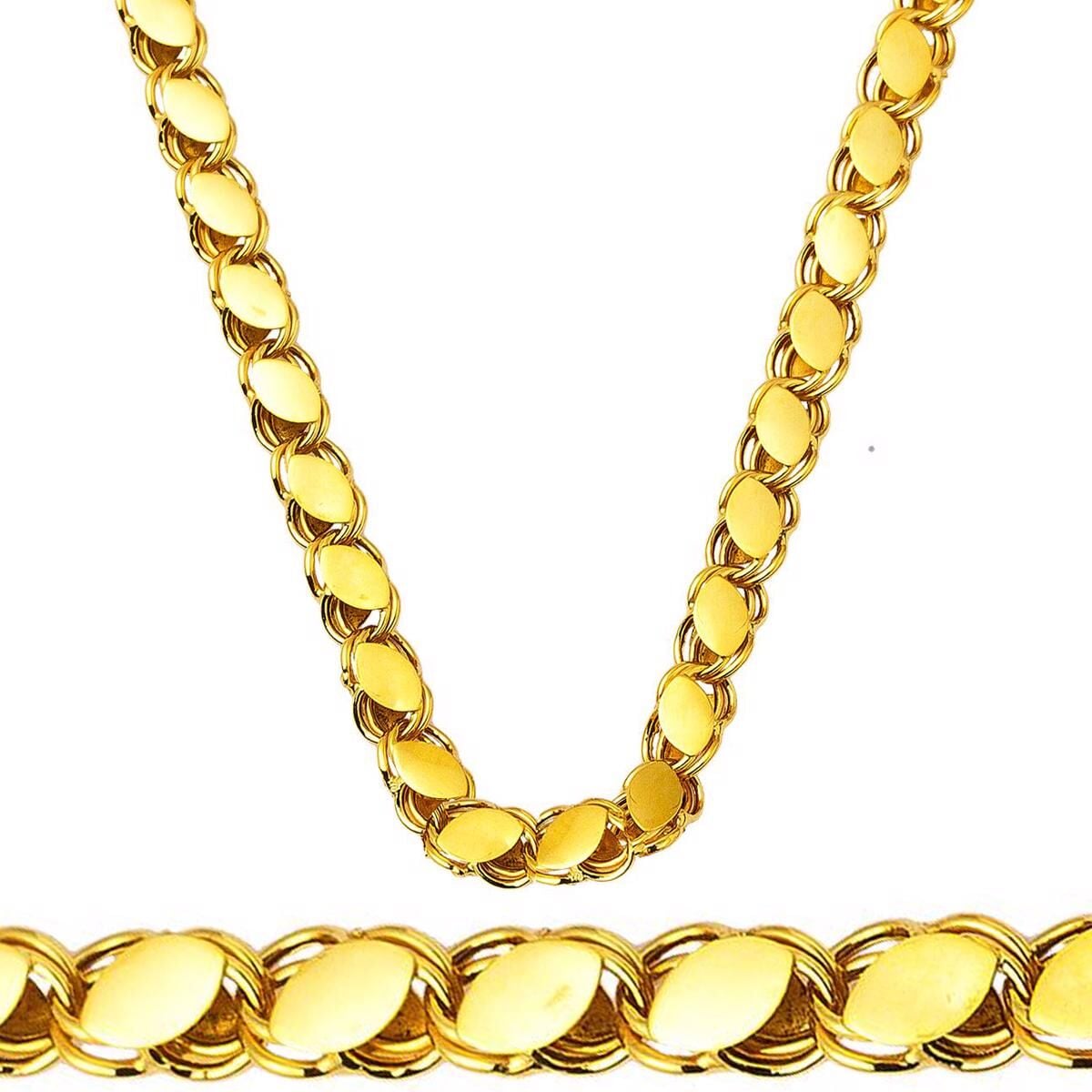 14K Yellow Gold Thick Sequin Chain 65 cm