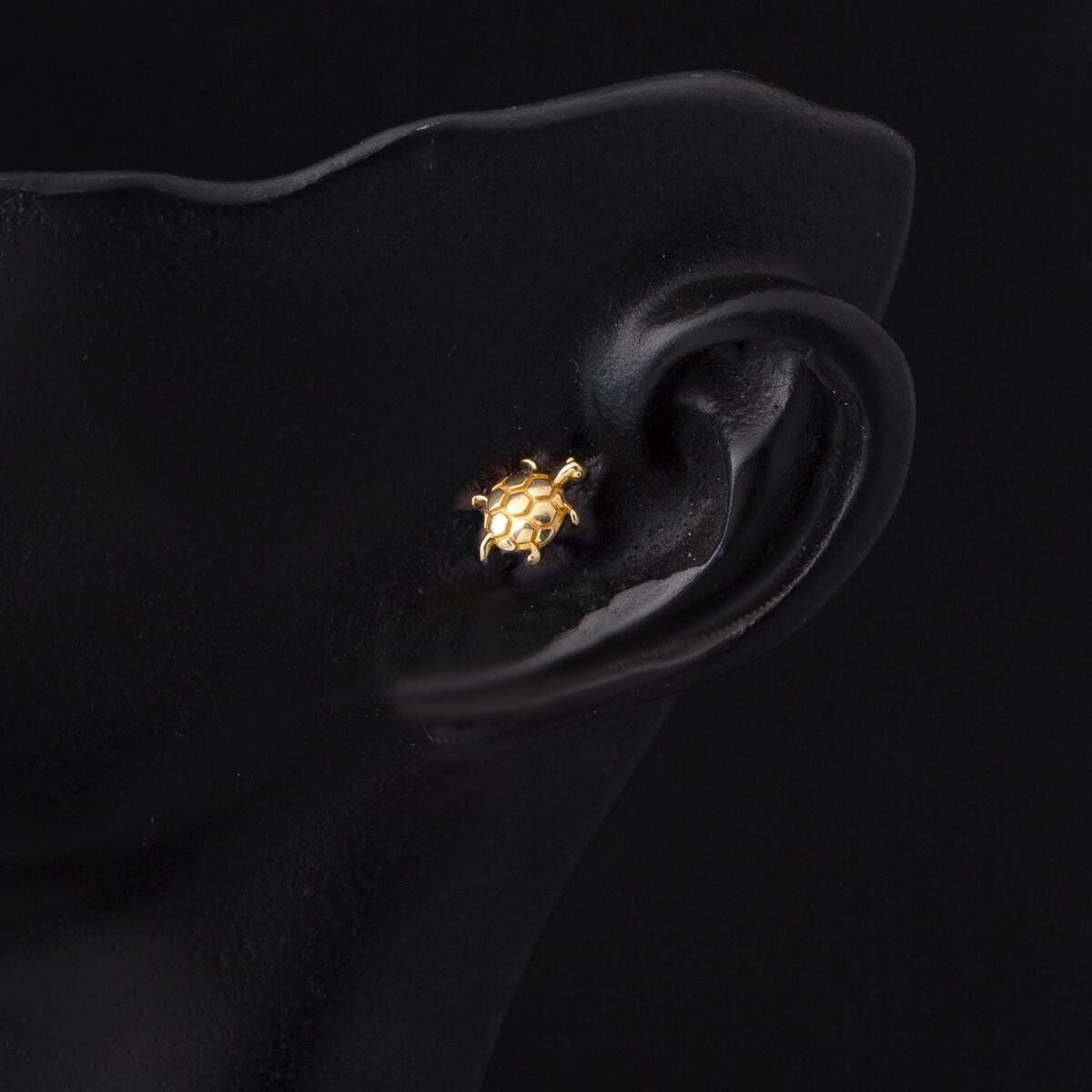 14K Yellow Gold Turtle Tragus Earrings