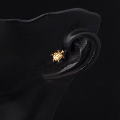 14K Yellow Gold Turtle Tragus Earrings