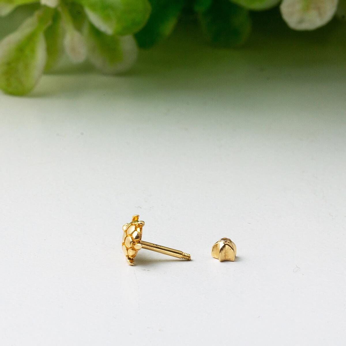 14K Yellow Gold Turtle Tragus Earrings