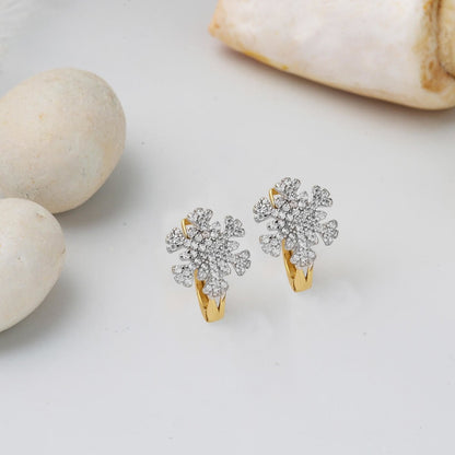 14K Yellow Gold Snowflake Cubic Zirconia Clip-On Earrings
