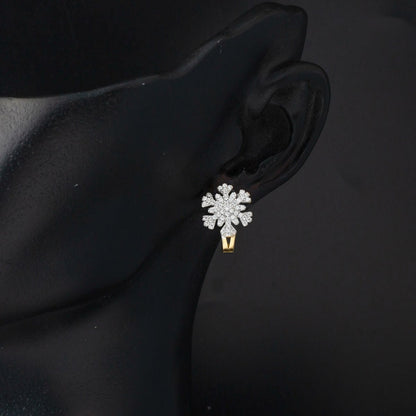 14K Yellow Gold Snowflake Cubic Zirconia Clip-On Earrings