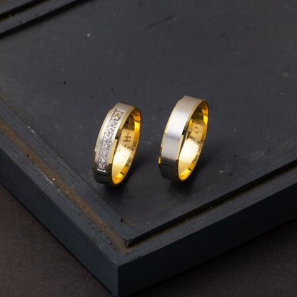 14K Yellow Gold Square-Cut Men's Wedding Band Ring