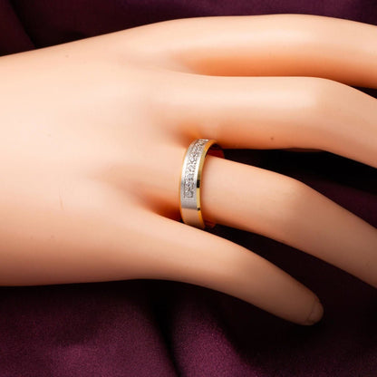 14K Yellow Gold Square-Cut Cubic Zirconia Women's Wedding Band Ring