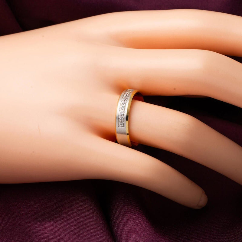 14K Yellow Gold Square-Cut Cubic Zirconia Women's Wedding Band Ring