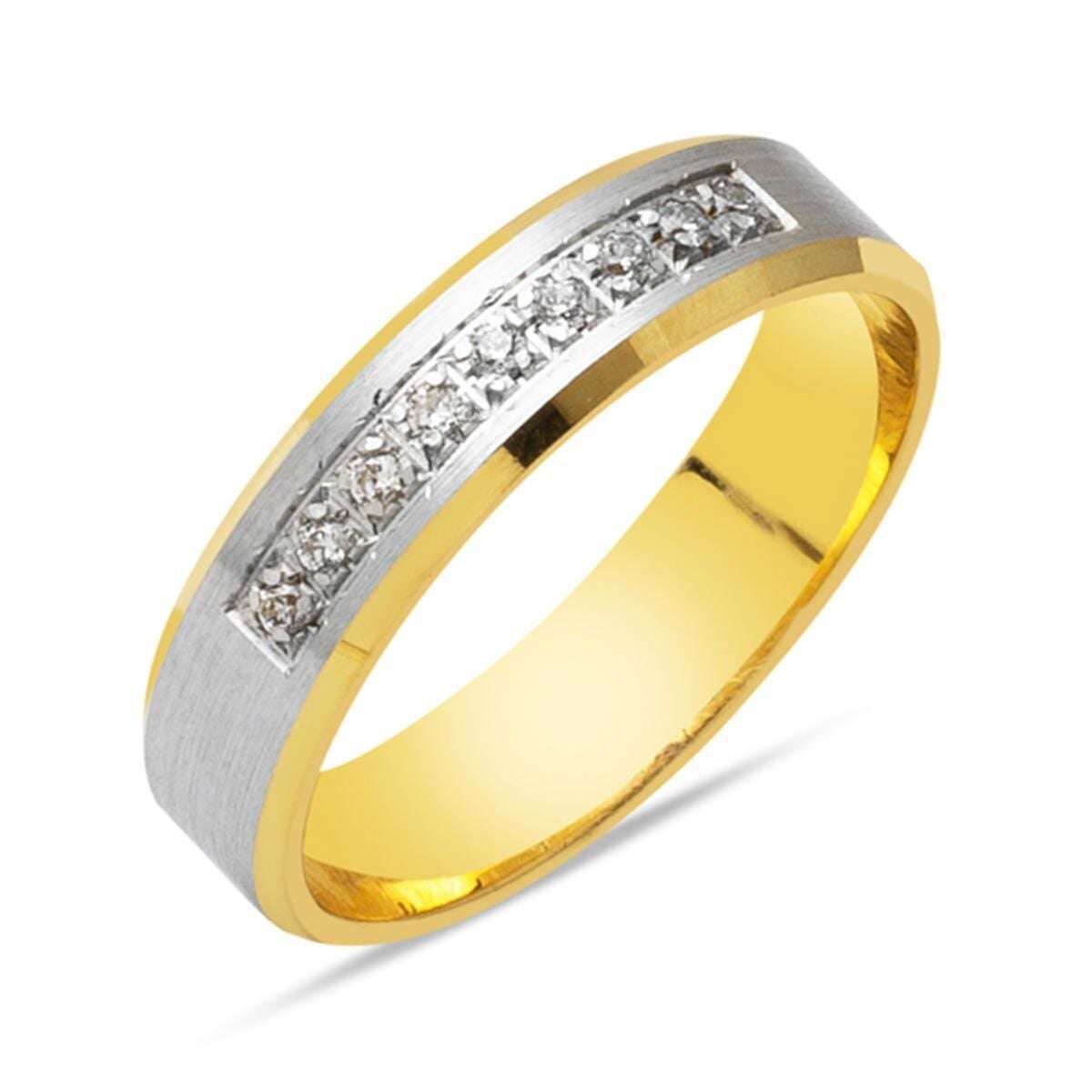 14K Yellow Gold Square-Cut Cubic Zirconia Women's Wedding Band Ring