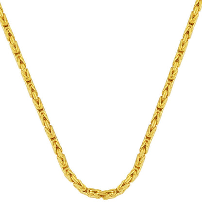 14K Yellow Gold King Byzantine Chain Necklace