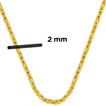 14K Yellow Gold King Byzantine Chain Necklace