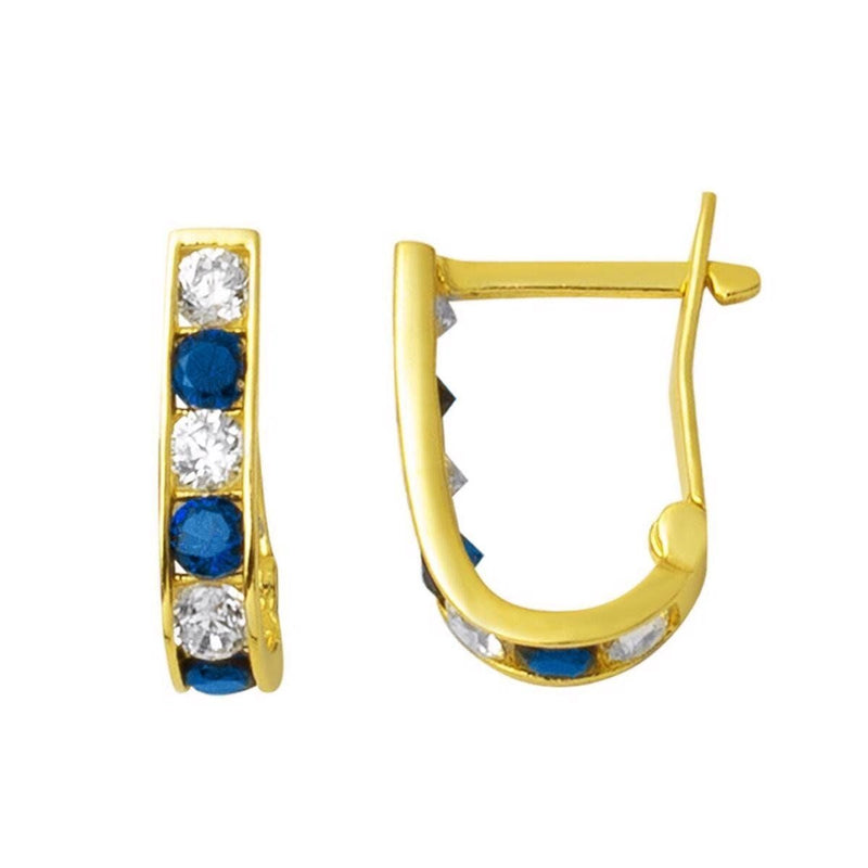 14K Yellow Gold Blue Cubic Zirconia Children's Earrings