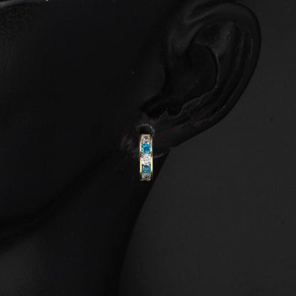 14K Yellow Gold Blue Cubic Zirconia Baby Girl's Earrings