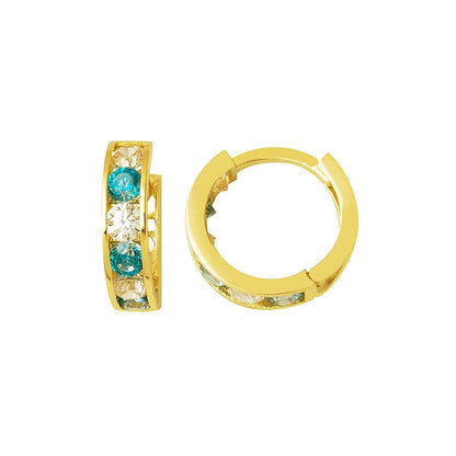 14K Yellow Gold Blue Cubic Zirconia Baby Girl's Earrings