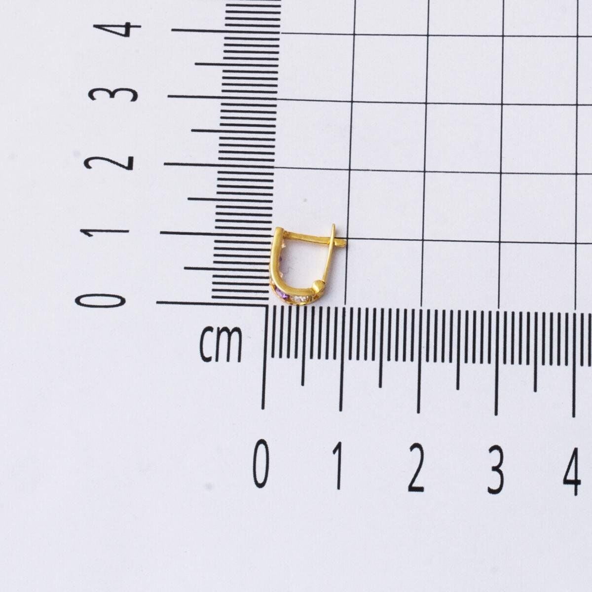 14K Yellow Gold Purple Children's Cubic Zirconia Earrings