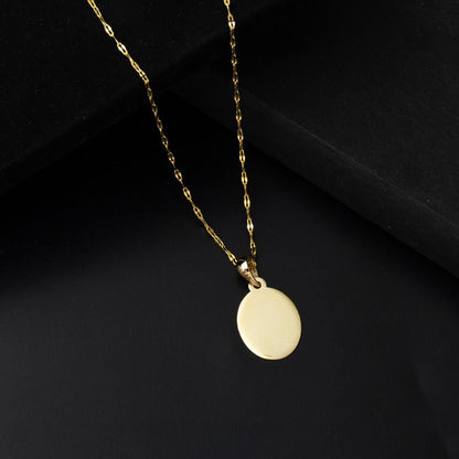 14K Yellow Gold Oval Plate Necklace