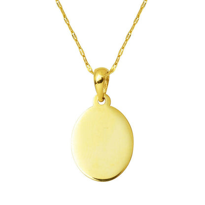 14K Yellow Gold Oval Plate Necklace