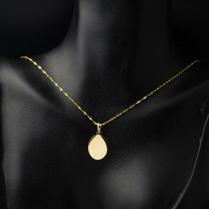 14K Yellow Gold Oval Plate Necklace