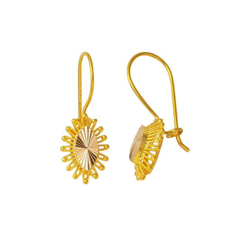 14K Yellow Gold Sparkle Dangle Earrings