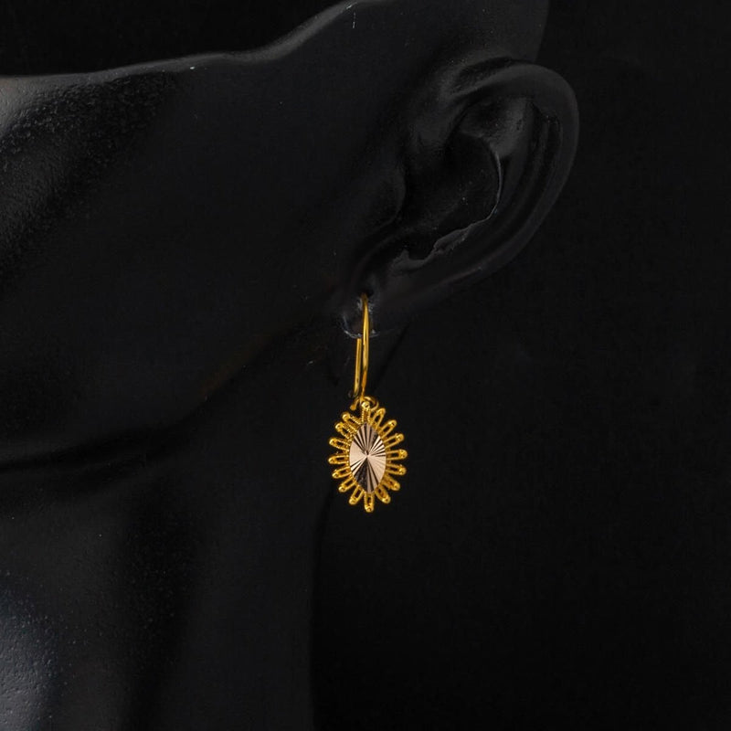 14K Yellow Gold Sparkle Dangle Earrings