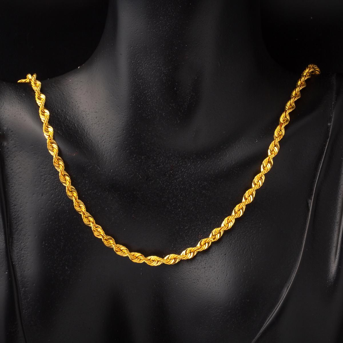 14K Yellow Gold High Polish Twisted Chain 60 cm