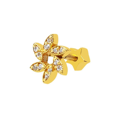 14K Yellow Gold Tragus Piercing Cubic Zirconia Earrings (0.6 g)