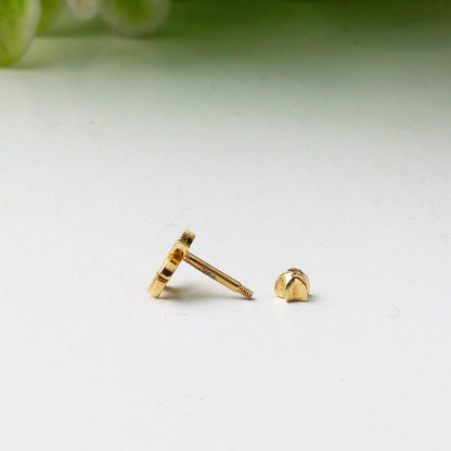 14K Yellow Gold Tragus Piercing Cubic Zirconia Earrings (0.6 g)