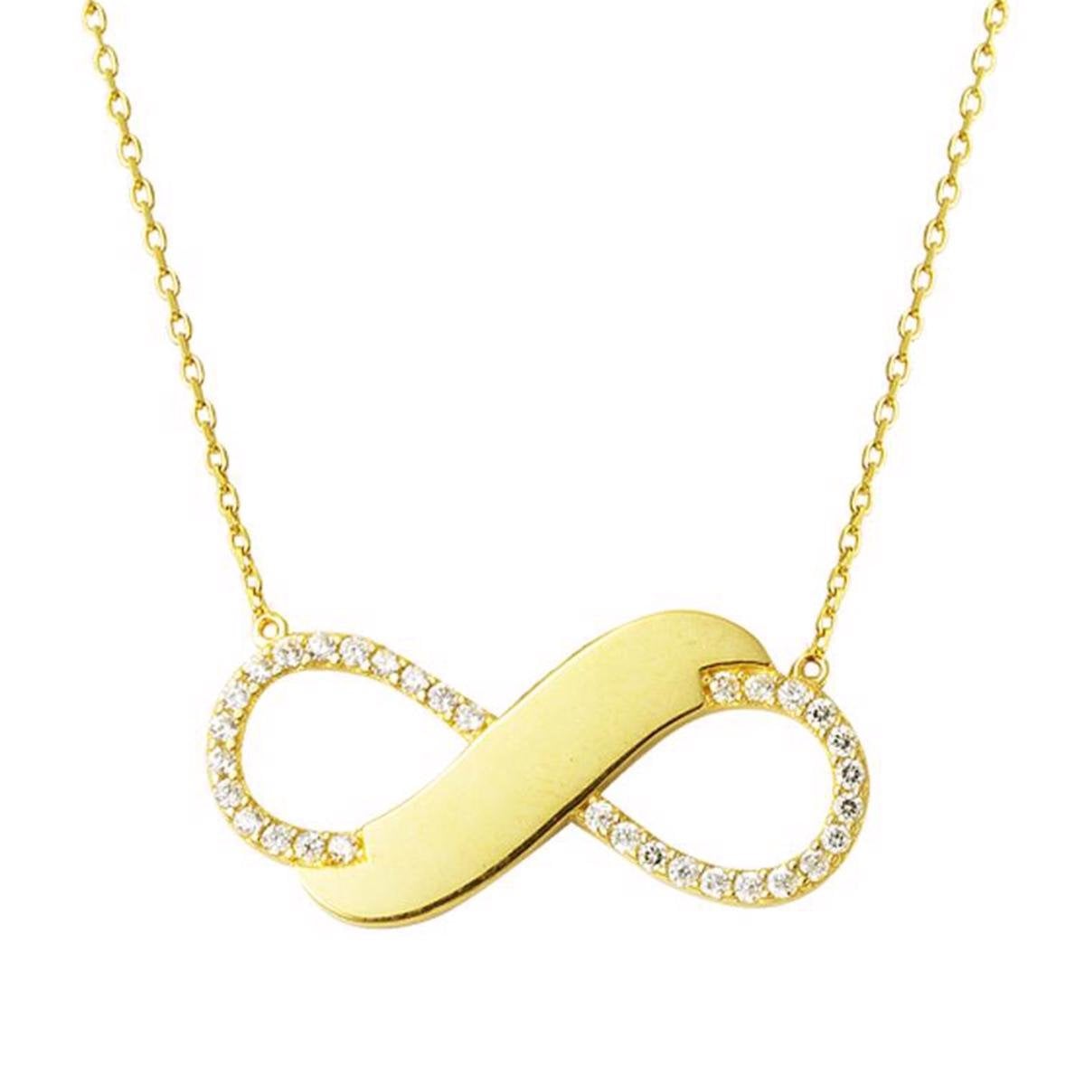 14K Yellow Gold Infinity Cubic Zirconia Necklace