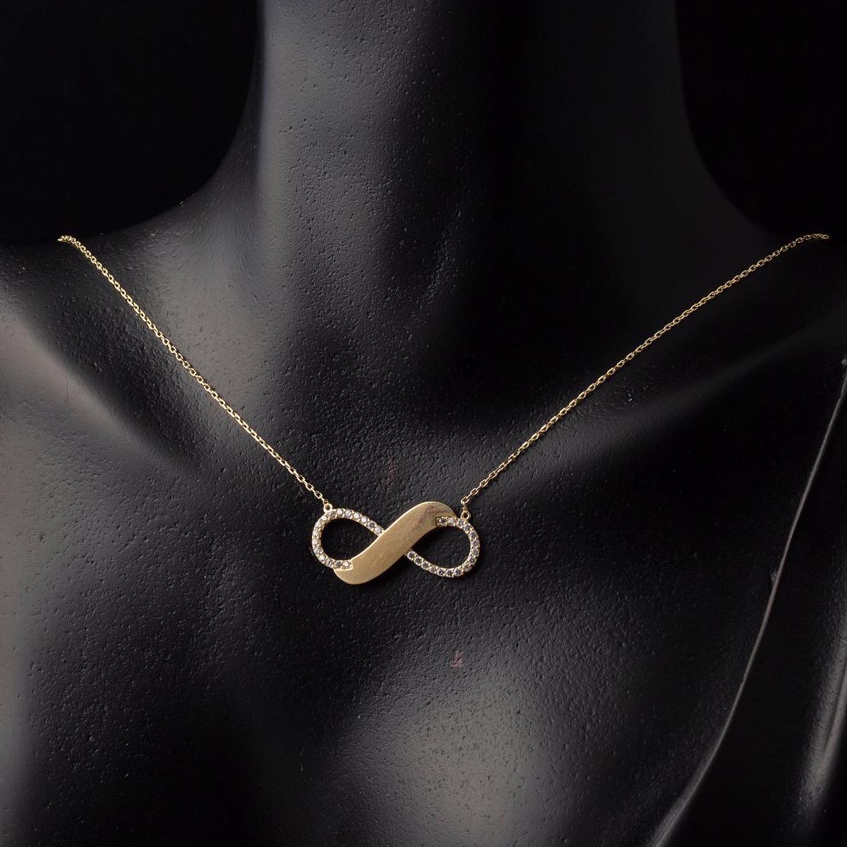14K Yellow Gold Infinity Cubic Zirconia Necklace