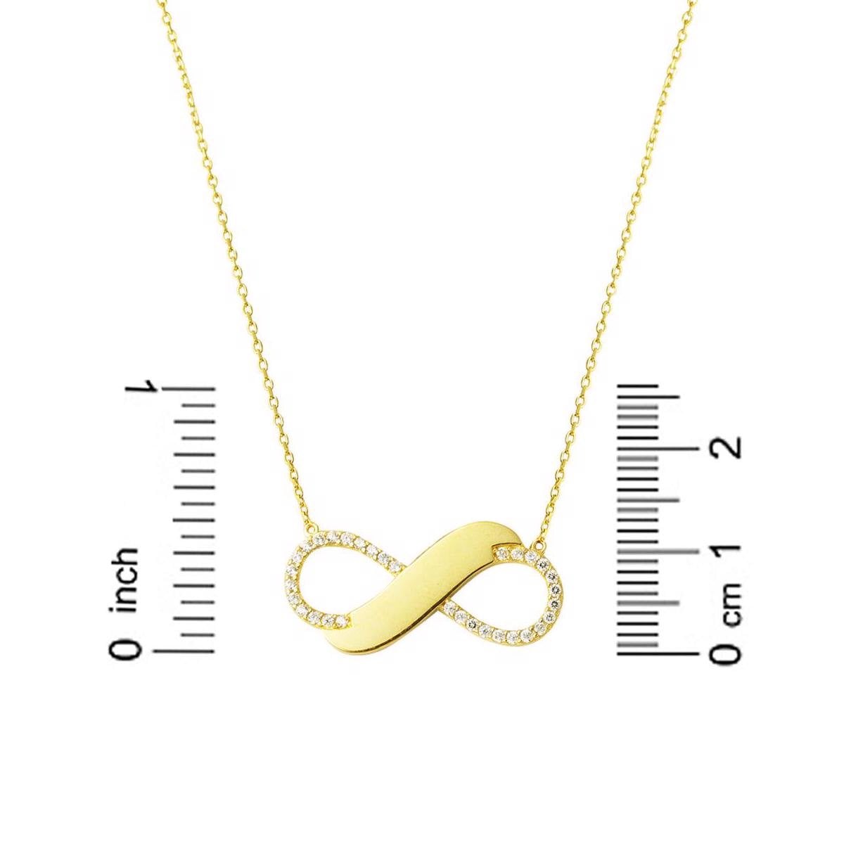 14K Yellow Gold Infinity Cubic Zirconia Necklace
