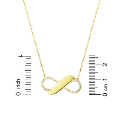14K Yellow Gold Infinity Cubic Zirconia Necklace