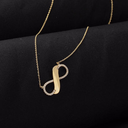 14K Yellow Gold Infinity Cubic Zirconia Necklace