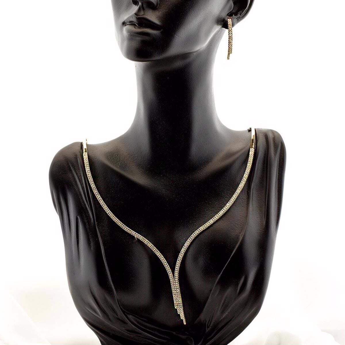 14K Yellow Gold Tennis Cubic Zirconia Jewelry Set