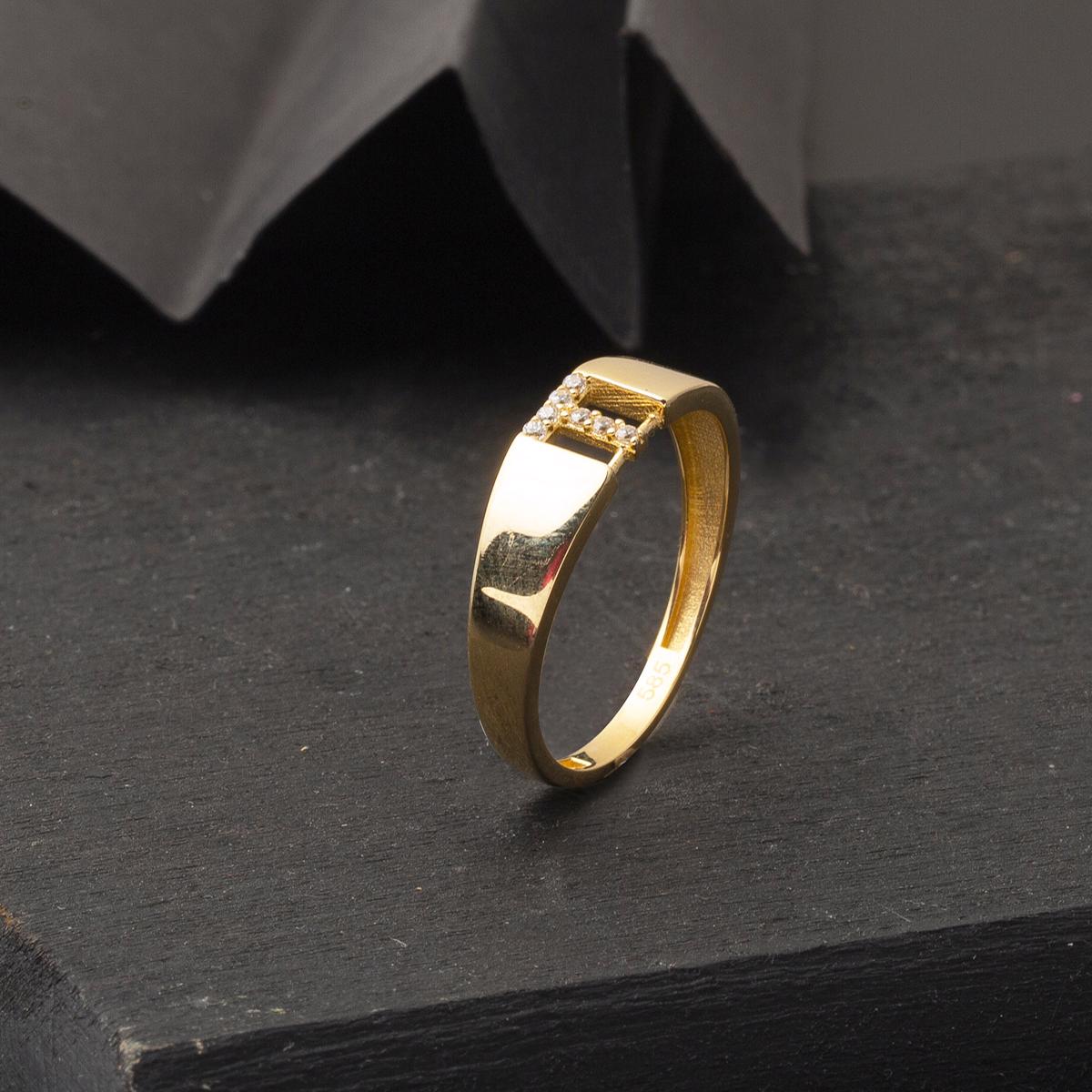 14K Yellow Gold Initial T Cubic Zirconia Ring