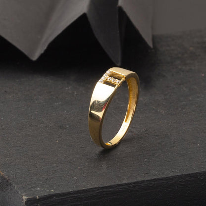 14K Yellow Gold Initial T Cubic Zirconia Ring