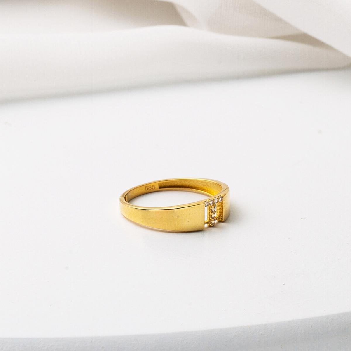 14K Yellow Gold Initial T Cubic Zirconia Ring