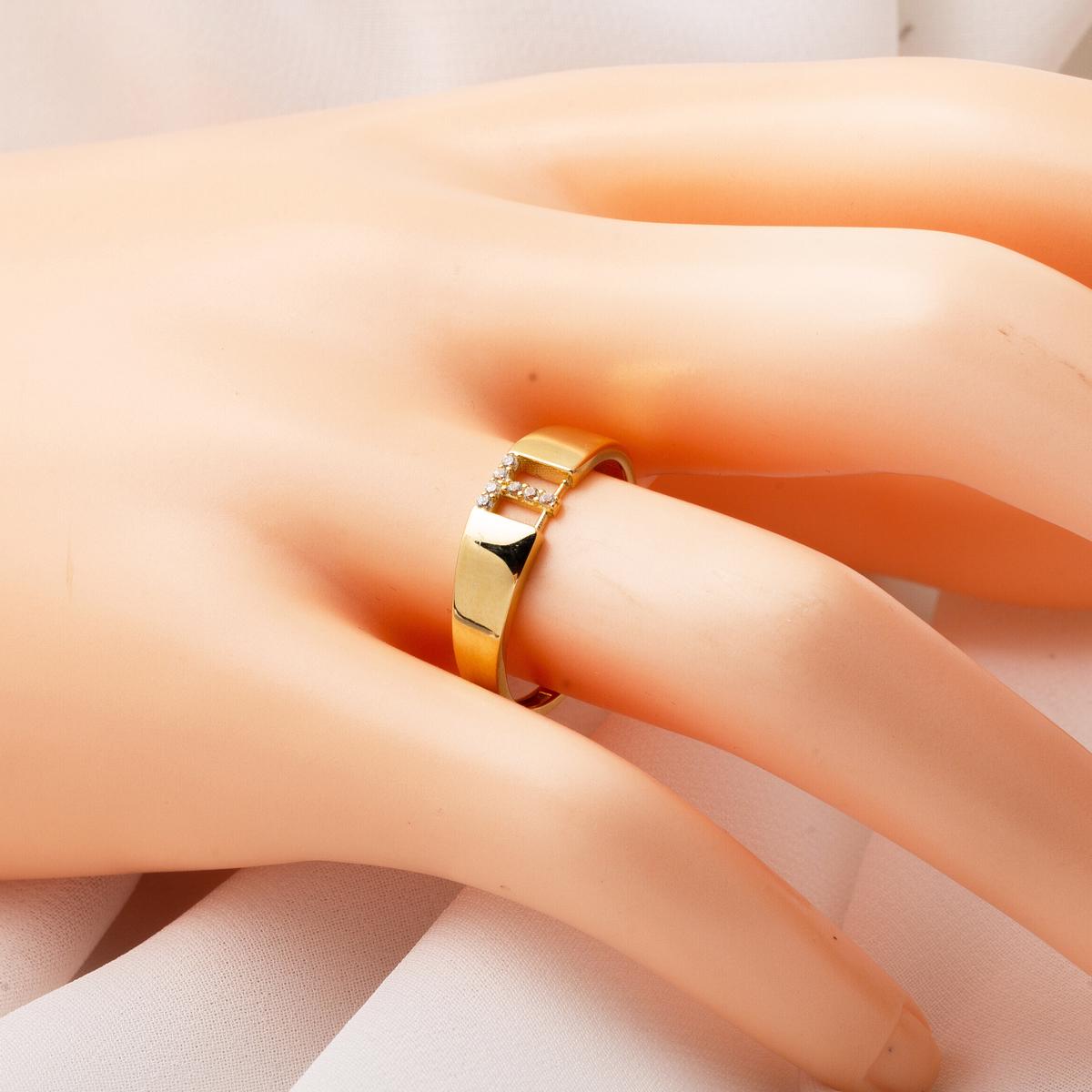 14K Yellow Gold Initial T Cubic Zirconia Ring