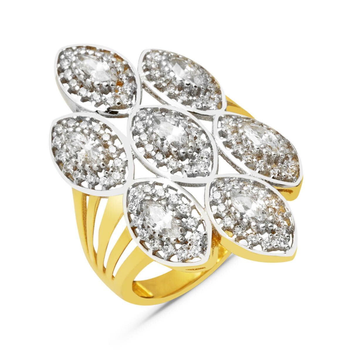 14K Yellow Gold Colony Cubic Zirconia Ring