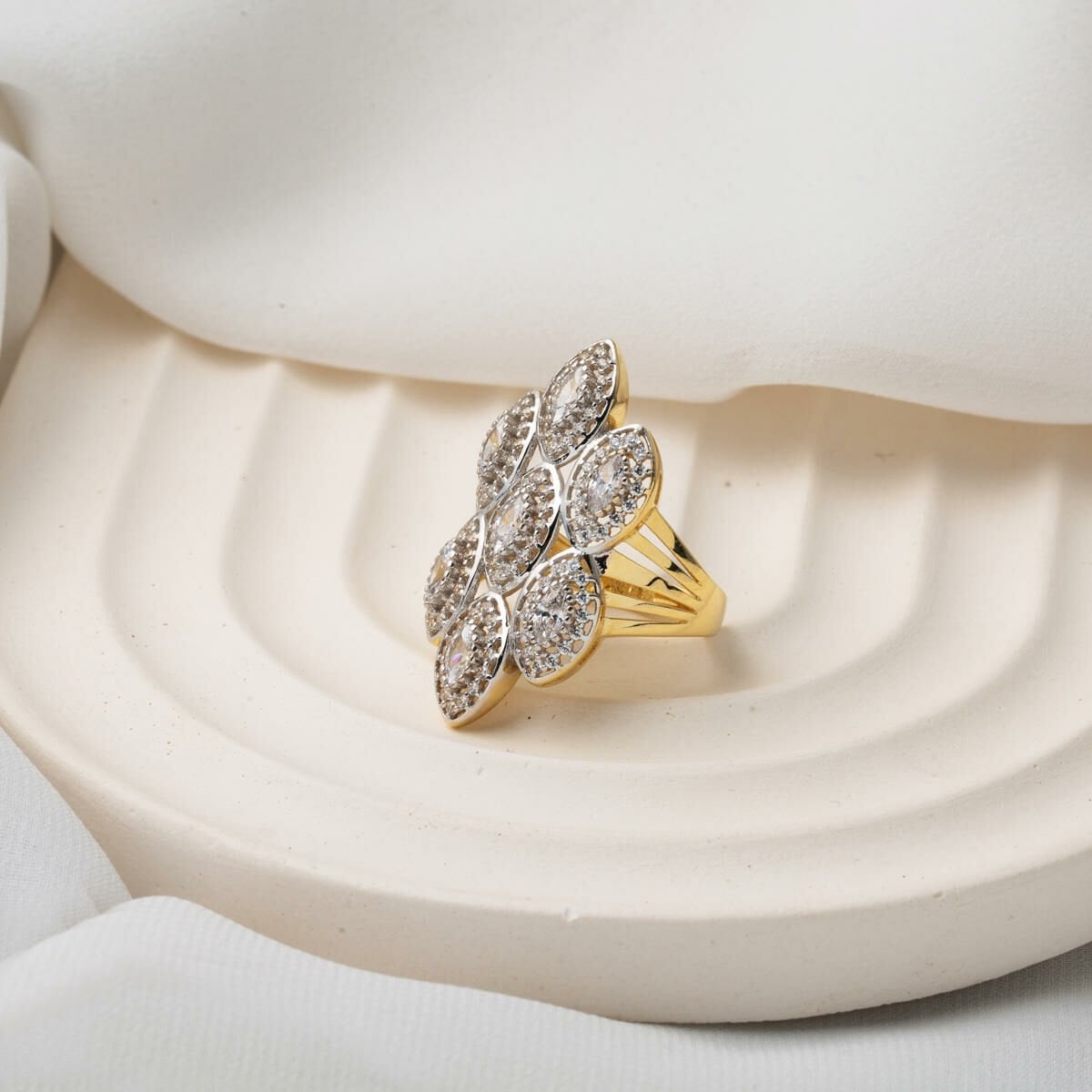 14K Yellow Gold Colony Cubic Zirconia Ring