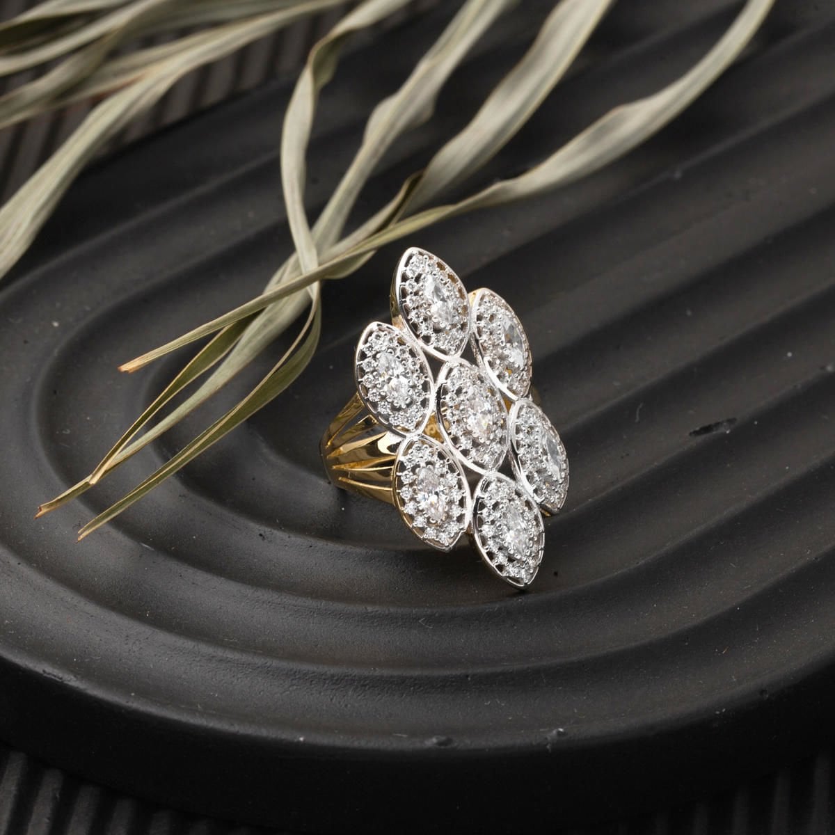 14K Yellow Gold Colony Cubic Zirconia Ring