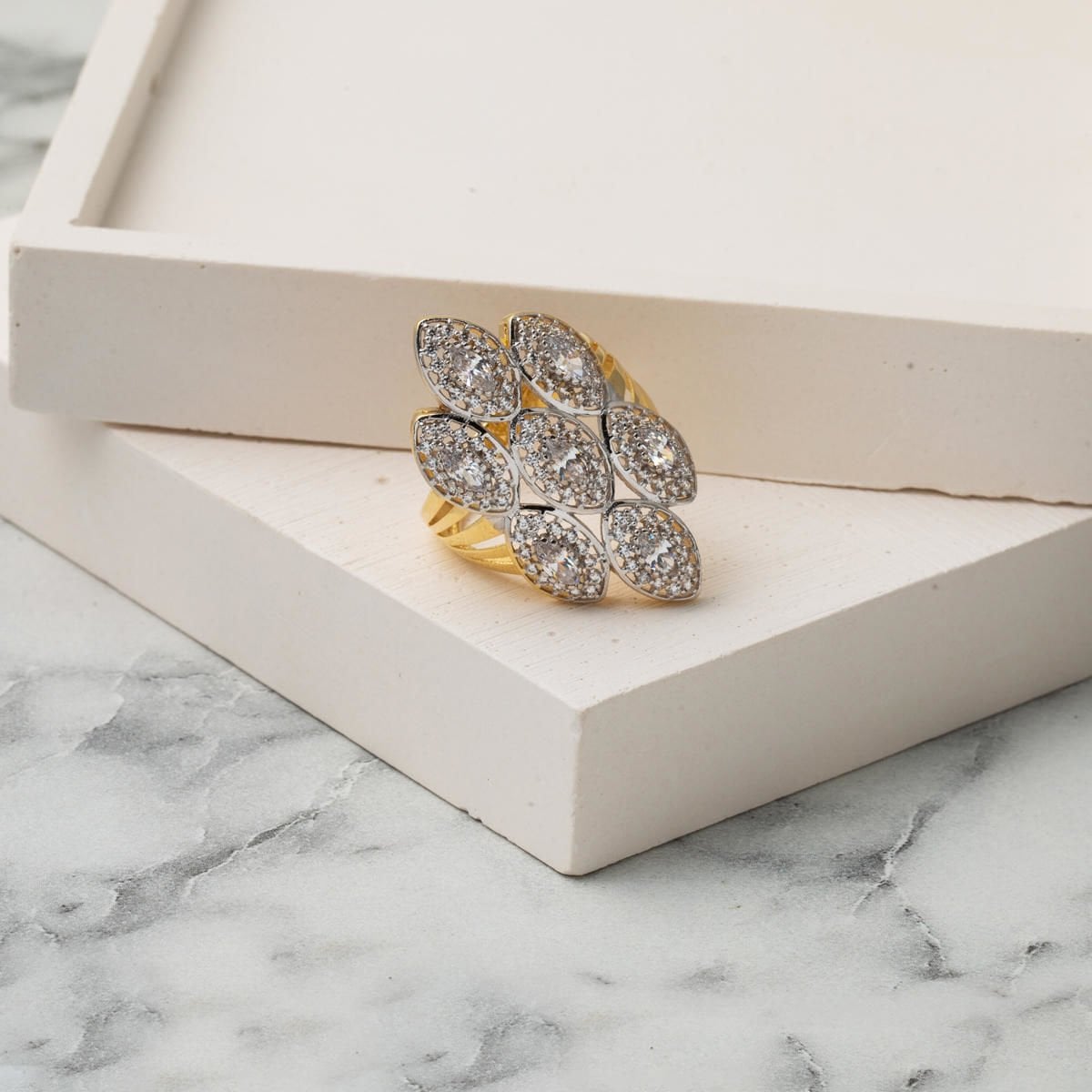 14K Yellow Gold Colony Cubic Zirconia Ring