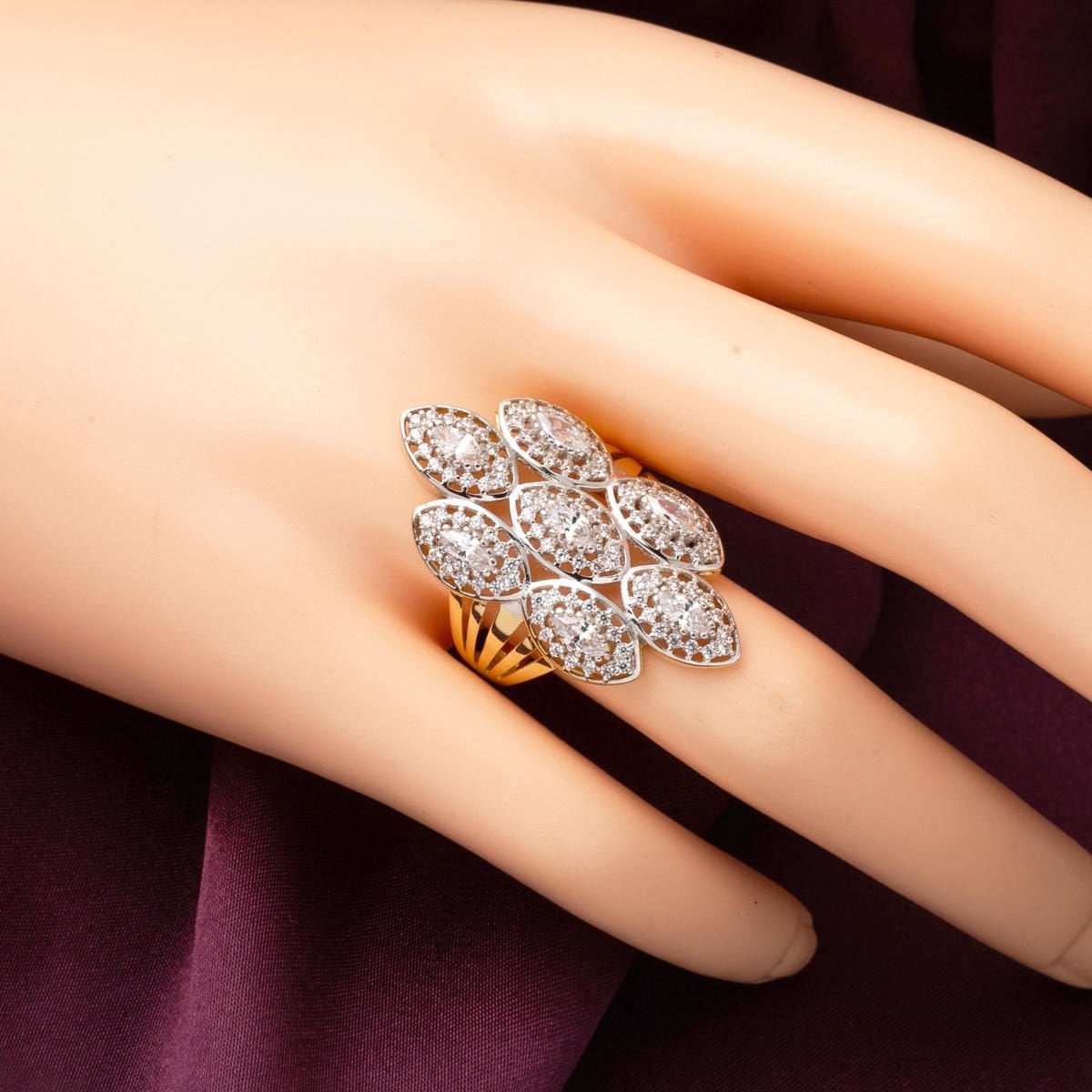 14K Yellow Gold Colony Cubic Zirconia Ring
