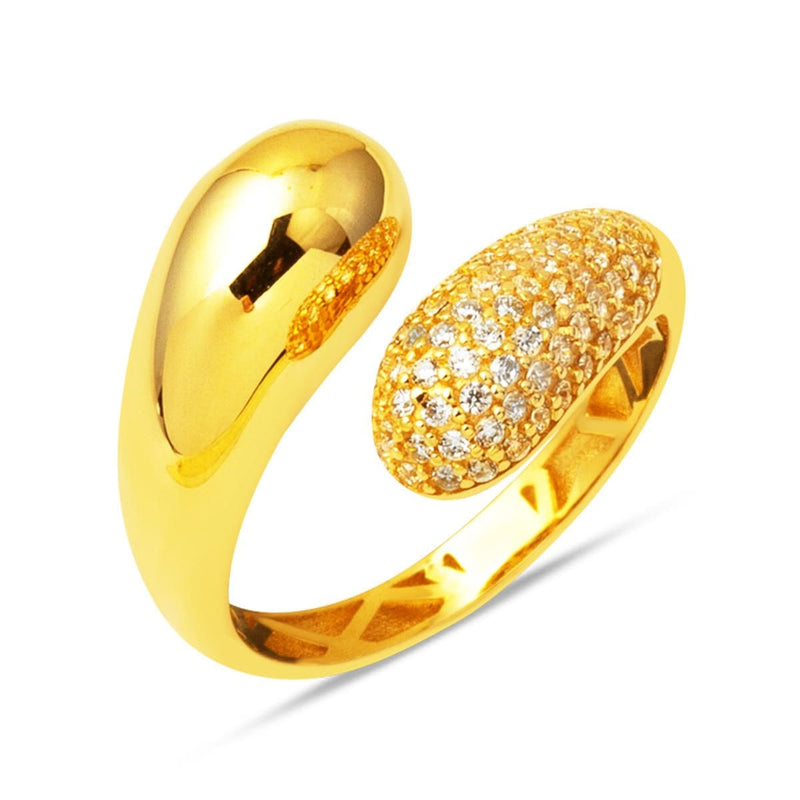 14K Yellow Gold Studded Cubic Zirconia Ring