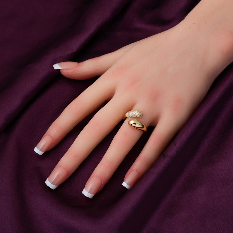 14K Yellow Gold Studded Cubic Zirconia Ring