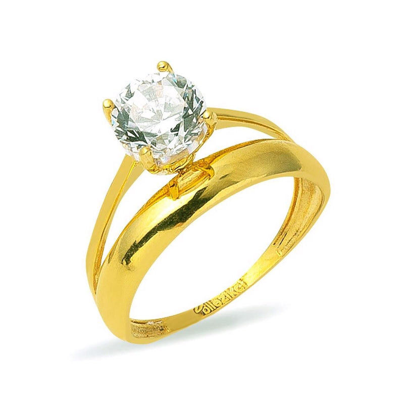 14K Yellow Gold Solitaire Cubic Zirconia Wedding Band Ring (3.04 g)