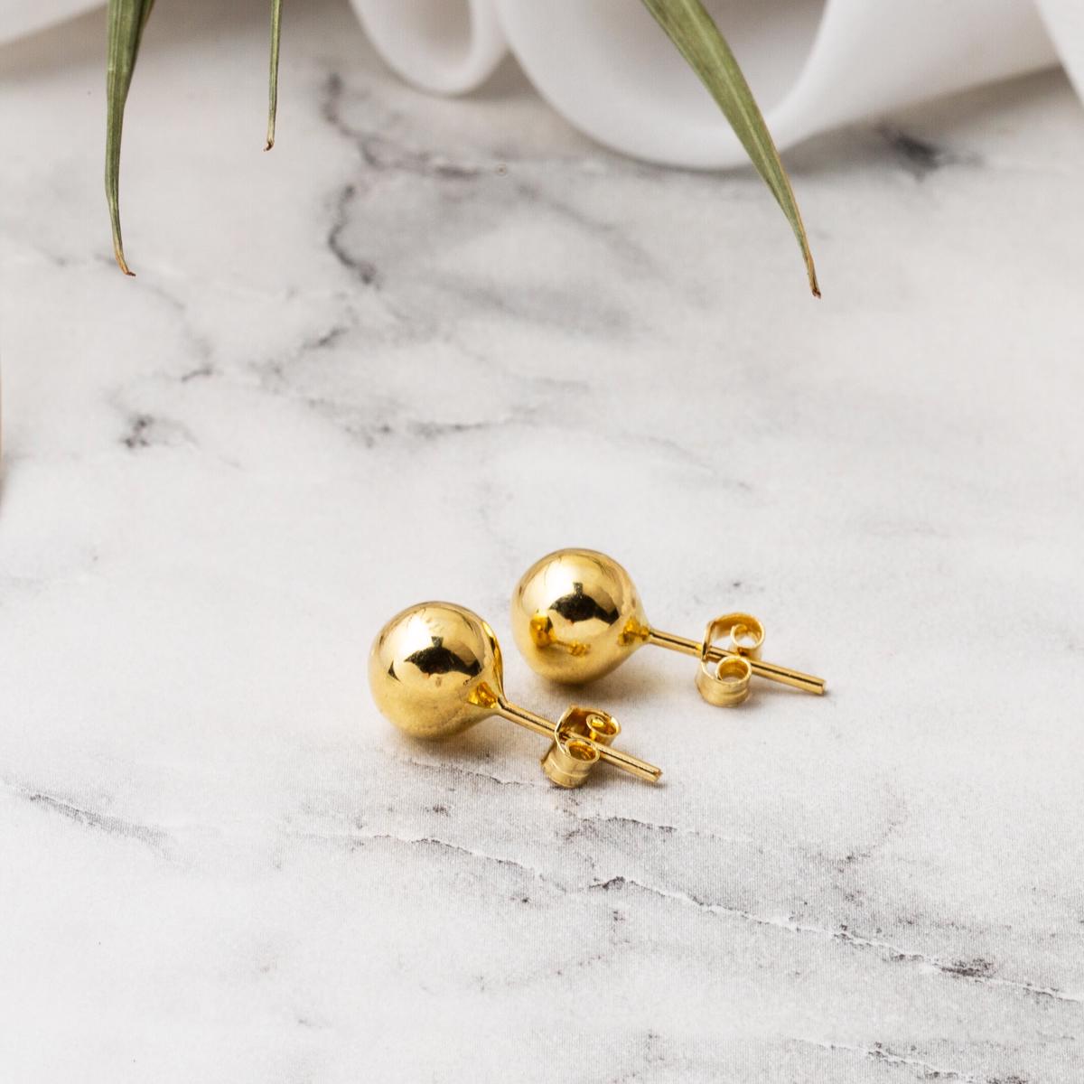 14K Yellow Gold Ball Earrings 7 mm