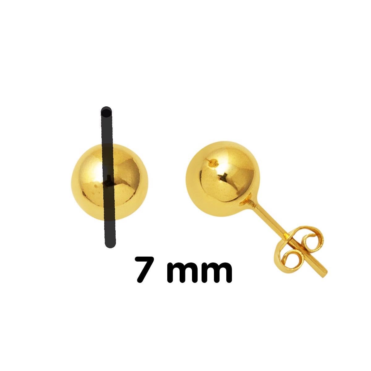 14K Yellow Gold Ball Earrings 7 mm