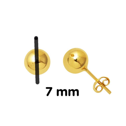 14K Yellow Gold Ball Earrings 7 mm