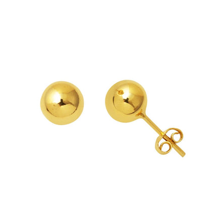 14K Yellow Gold Ball Earrings 7 mm
