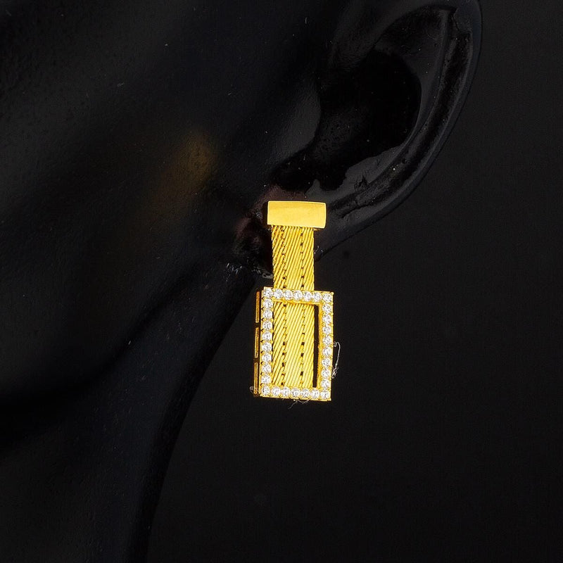 14K Yellow Gold Trabzon Mesh Cubic Zirconia Dangle Earrings