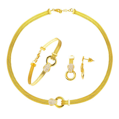 14K Yellow Gold Trabzon Mesh Cubic Zirconia Set (26.08 g)